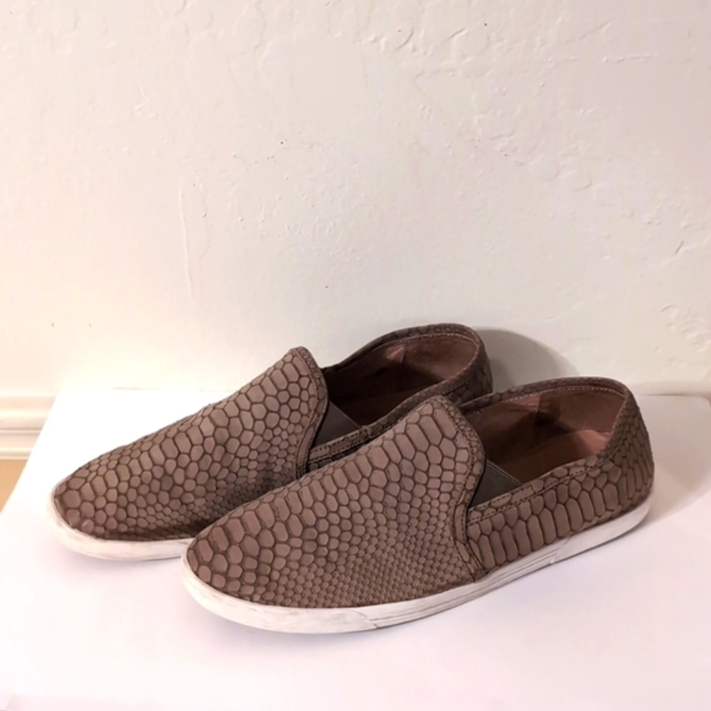 Joie Tan Croc Embossed Slip On Sneakers